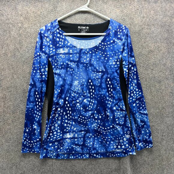 Reel Legends Shirt Womens Small Blue Abstract Print Long Sleeve Reel-Tec Jersey - Picture 1 of 10